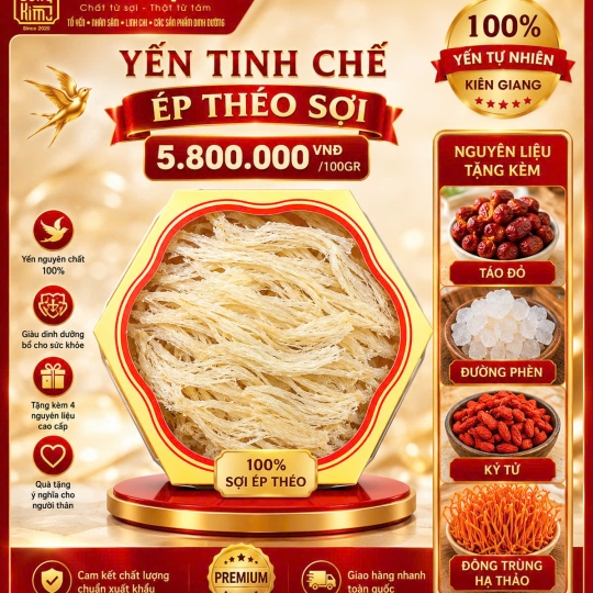 YẾN TINH CHẾ LOẠI ÉP THÉO SỢI 